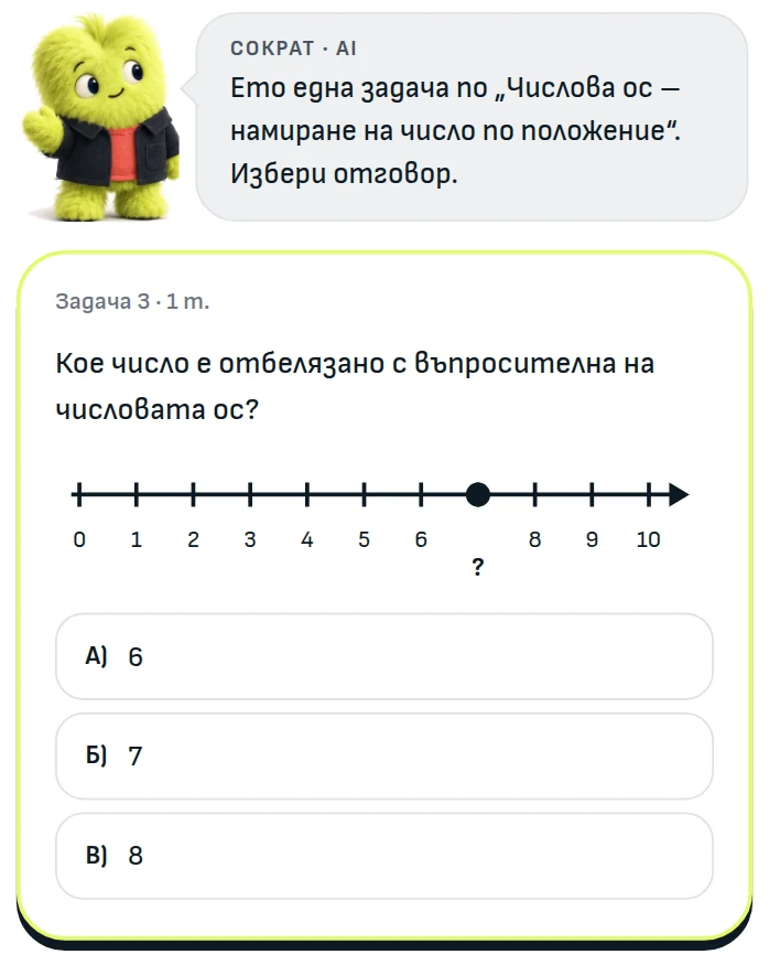 Задача с числова ос: кое число е отбелязано с въпросителна, с три отговора